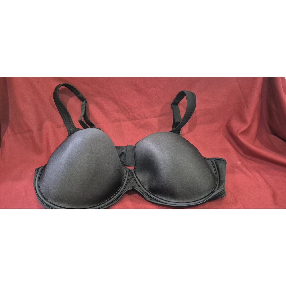 NWOT Bali 42DD Bra Black Tee Shirt Smoothing Underwire 3 Hook Pockets For Pads